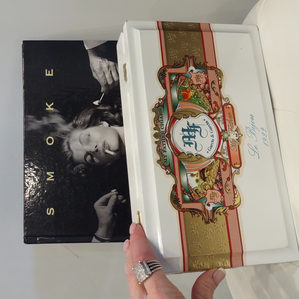 My father's cigars Garcia White clutch wood cigar box handbag lined Handbag Rare